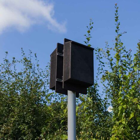 Pole Mounted Roost Maternity Double Box with 6m pole - Plywood/Ceramic - L13 x W26 x H49 cm