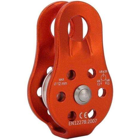 Polea de aleación de aluminio, polea de cuerda simple resistente para cuerda de 12 mm, escalada, 26 kN, NPTERBL
