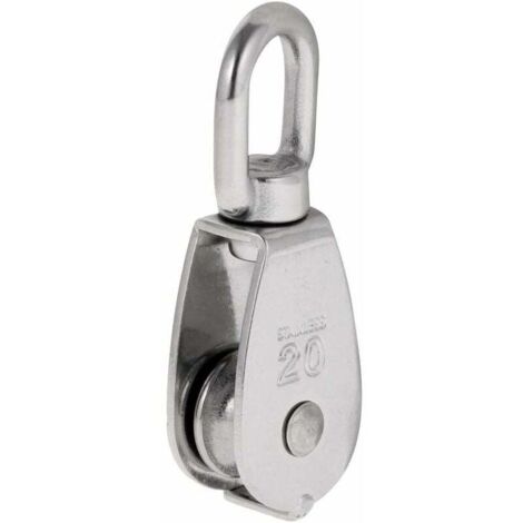 Polea de cuerda de una sola polea de alta resistencia con bloque de polea giratorio de acero inoxidable, carga máxima de 35 a 75 kg - M20