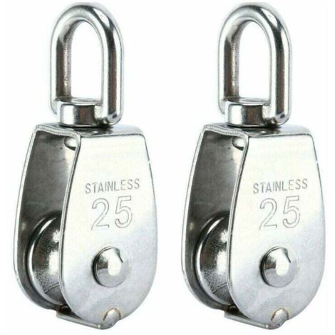 Polea de elevación, acero inoxidable 304, polea simple M25, carga de 150 kg, paquete de 2