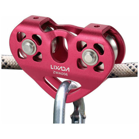 Polea de expansión doble para tirolina con forma de corazón (roja)