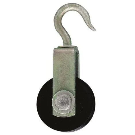 Polea de gancho de acero galvanizado con rodillo de 40 mm, para cuerda de 10 mm