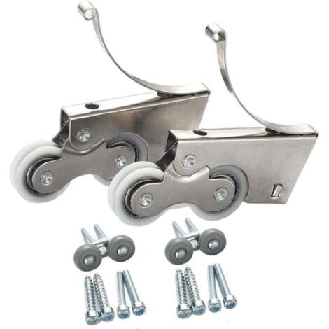 Polea silenciosa de acero inoxidable/aleación de titanio, dos rodillos para puertas corredizas de armario (2 pares)