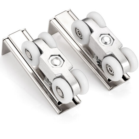 Poleas de acero inoxidable de 2 piezas para puertas correderas de armarios y puertas de granero, ahorran espacio, diseño interior elegante