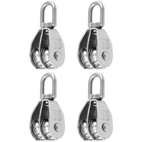 poleas dobles de acero inoxidable M20 304, polea de elevación doble giratoria