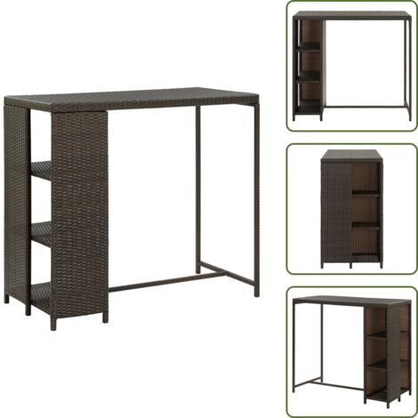 Poli rattan - vidaXL Tavolo da Bar con Ripiani Marrone 120x60x110 cm in Polyrattan - Tavolo da pranzo