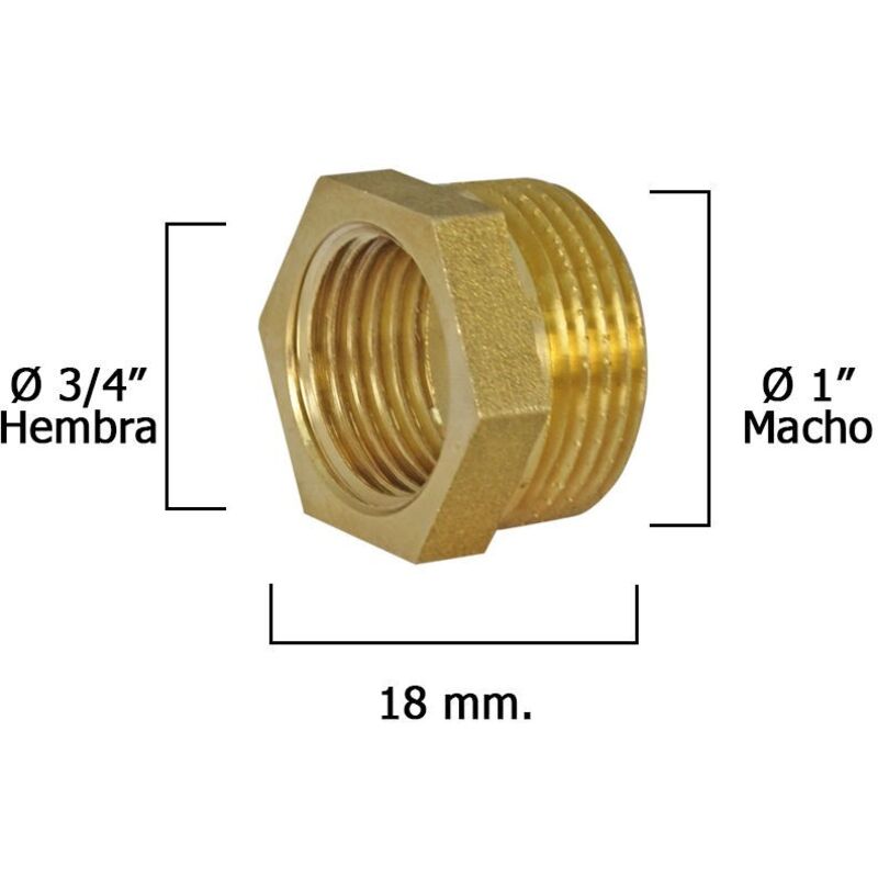 Image of Polierter Sechskant-Reduzierer 1' Außengewinde x 3/4' Innengewinde