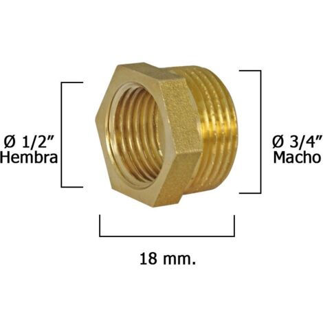 Polierte Sechskantreduzierung 3/4" Außengewinde x 1/2" Innengewinde