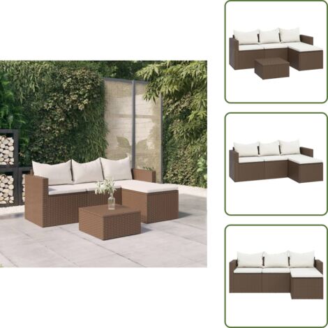 Poliester - vidaXL Set Mobili da Giardino Marrone in Polyrattan - Seduta esterna