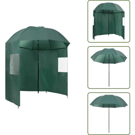 Poliestere - vidaXL Ombrellone da Pesca Verde 220x193 cm - Rivestimento in PA