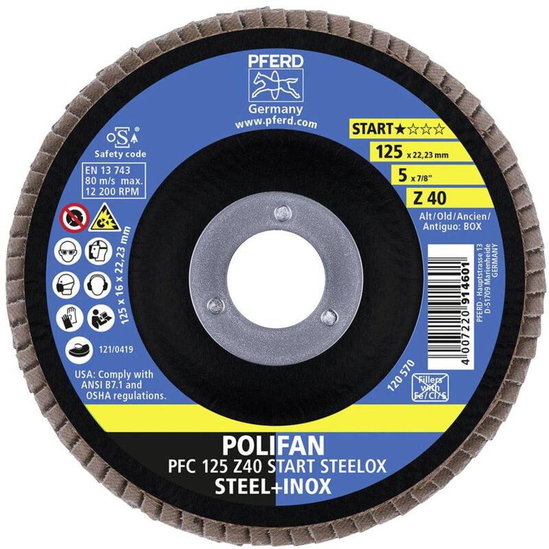 Pferd - 69300934 pfc 125 z 40 start steelox Disco con falde Diametro 125 mm ø foro 22.23 mm Acciaio, Acciaio inox 10 pz.