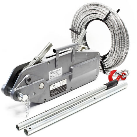 Polipasto hasta 3200kg, cable 20m Ø16mm, pasador de seguridad y gancho de carga, traccionar y elevar