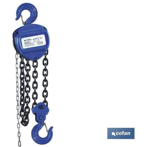 Polipasto manual 5 t, elevación 6 m, cadena de grado 80 y gancho de acero de aleación