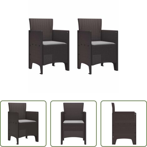 Polipropilene -  Sedia da Giardino 2 pcs Marrone 53 x 49 x 85 cm Polipropilene