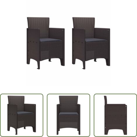 Polipropilene -  Sedia da Giardino 2 pcs Marrone 53 x 49 x 85 cm Polipropilene