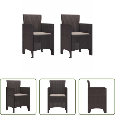 Polipropilene -  Sedia da Giardino 2 pcs Marrone 53 x 49 x 85 cm Polipropilene
