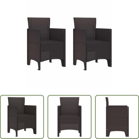 Polipropilene -  Sedia da Giardino 2 pcs Marrone 53 x 49 x 85 cm Polipropilene