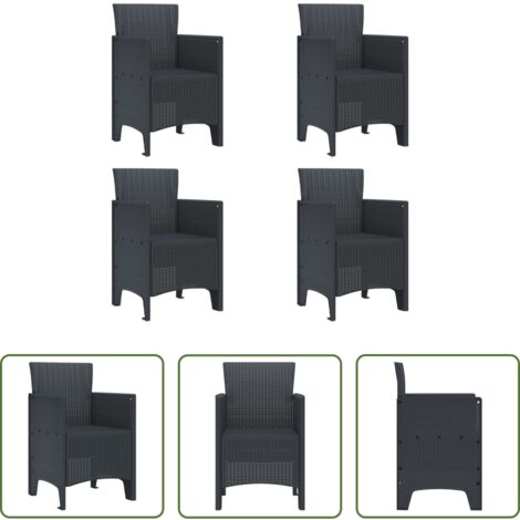 Polipropilene -  Sedia da Giardino 4 pcs Antracite 53 x 49 x 85 cm Polipropilene