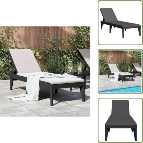 Polipropilene - vidaXL Lettino Antracite 186x60x29 cm in PP - Rattan