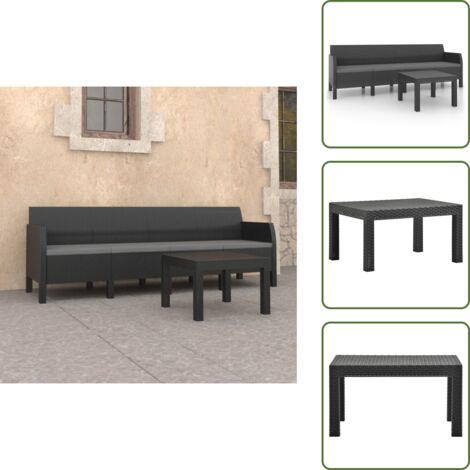 Polipropilene - vidaXL Set Divani da Giardino 2 pz con Cuscini in Rattan PP Antracite - Mobili da giardino