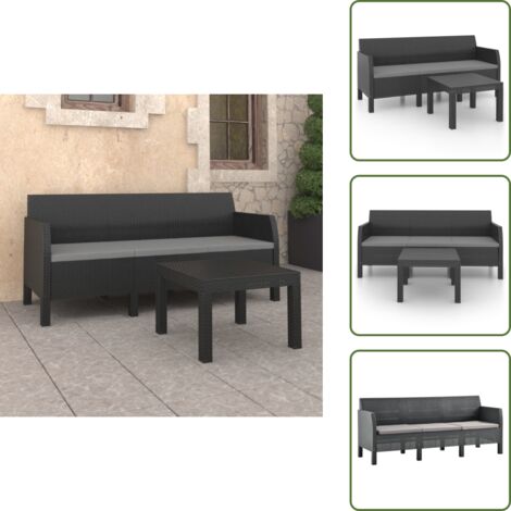 Polipropilene - vidaXL Set Divani da Giardino 2 pz con Cuscini in Rattan PP Antracite - Mobili da giardino