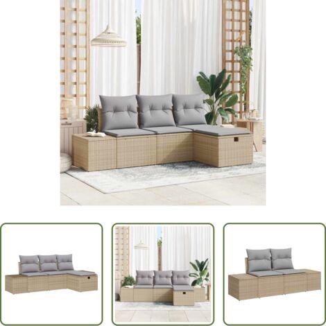 Polirattan -  Set di divani con cuscino 4 pcs polyrattan