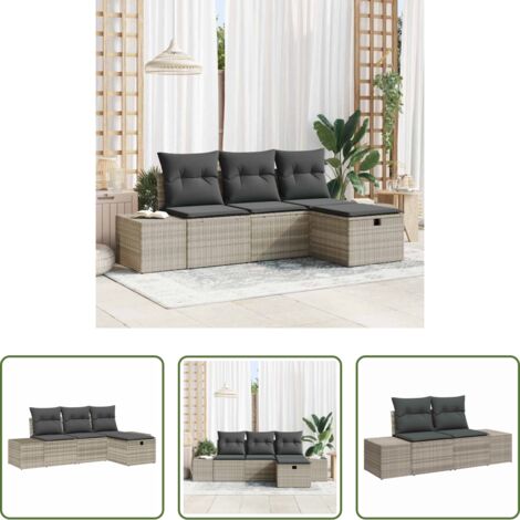 Polirattan -  Set di divani con cuscino 4 pcs polyrattan