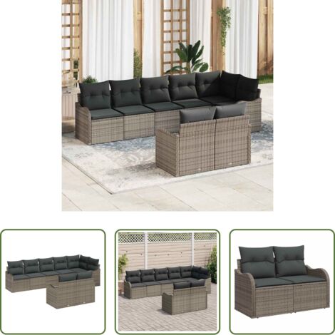 Polirattan - Set Divano da Giardino Grigio polyrattan