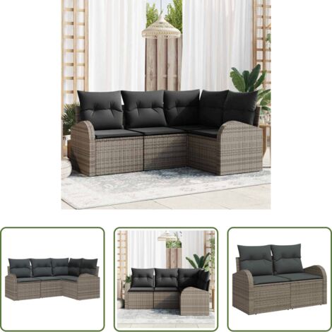 Polirattan - Set Divano da Giardino Grigio polyrattan