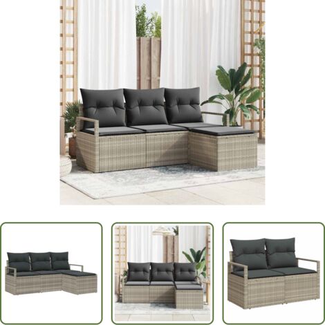 Polirattano -  Set di divani 4 pcs Grigio chiaro polyrattan