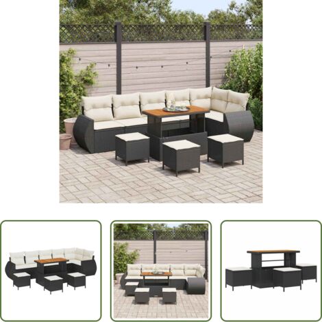 Polirattano -  Set Divano da Giardino 10 pcs Nero polyrattan