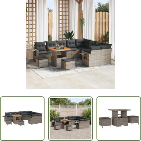Polirattano - Set Divano da Giardino 12 pcs Grigio polyrattan