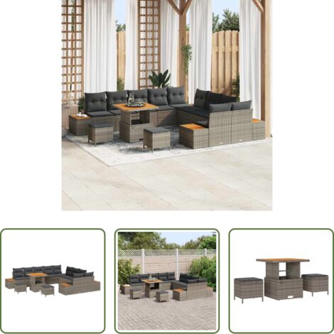 Polirattano -  Set Divano da Giardino 13 pcs Grigio polyrattan