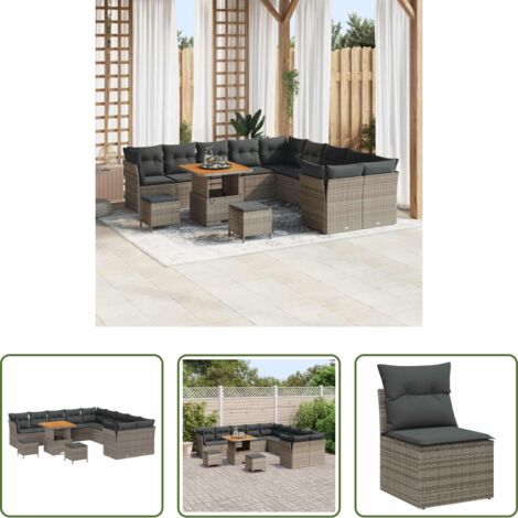 Polirattano -  Set Divano da Giardino 13 pcs Grigio polyrattan