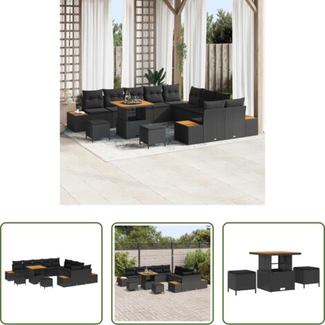 Polirattano -  Set Divano da Giardino 13 pcs Nero polyrattan
