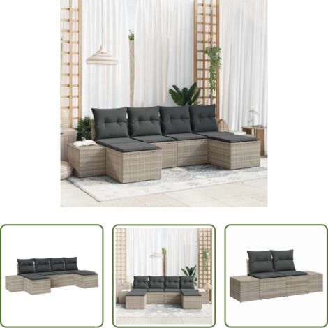 Polirattano -  Set Divano da Giardino 4 pcs Grigio chiaro polyrattan