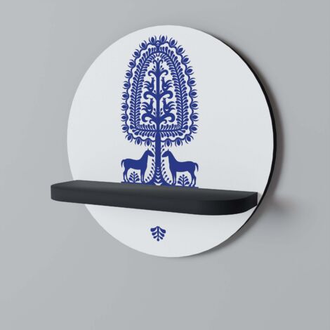 POLISH FOLK ART Rundes Regal Schwarz