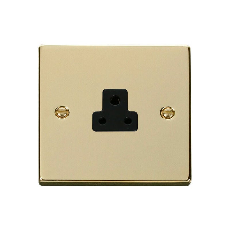 Se Home - Polished Brass 1 Gang 2A Round Pin Socket - Black Trim