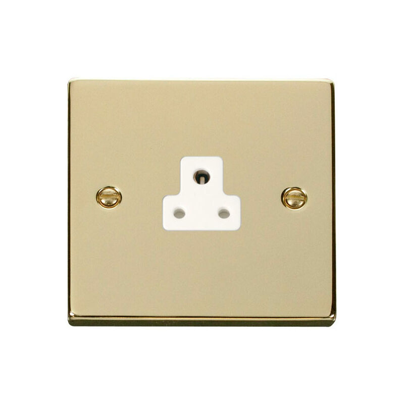 Se Home - Polished Brass 1 Gang 2A Round Pin Socket - White Trim