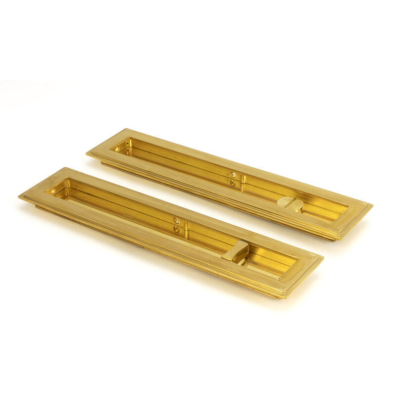 From The Anvil - Polished Brass 250mm Art Deco Rectangular Pull - Privacy Set