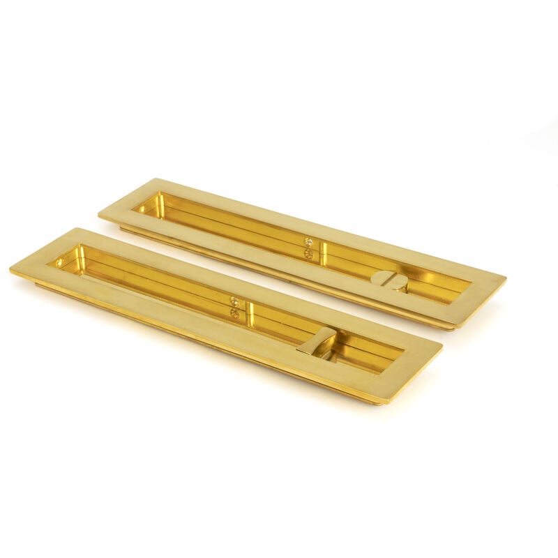 From The Anvil - Polished Brass 250mm Plain Rectangular Pull - Privacy Set