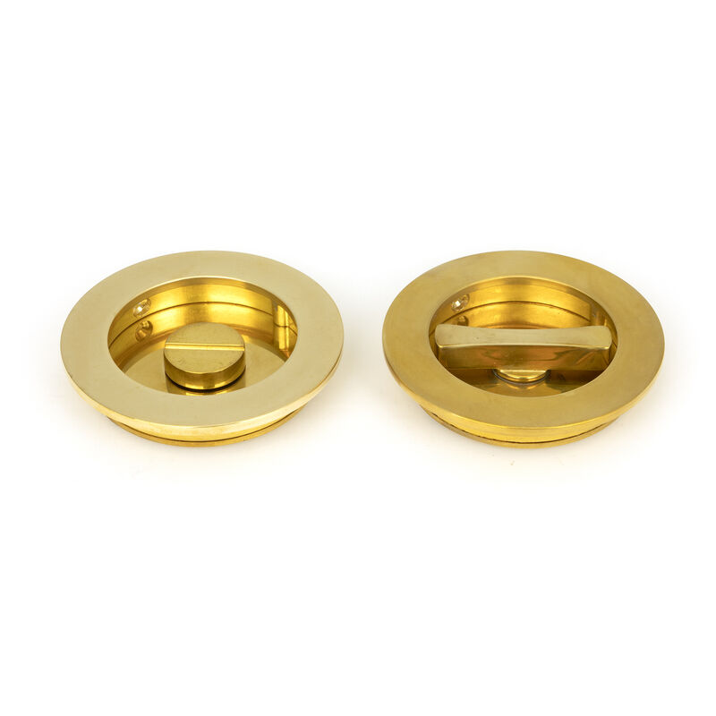 From The Anvil - Polished Brass 75mm Plain Round Pull - Privacy Set