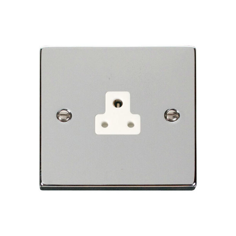 Se Home - Polished Chrome 1 Gang 2A Round Pin Socket - White Trim