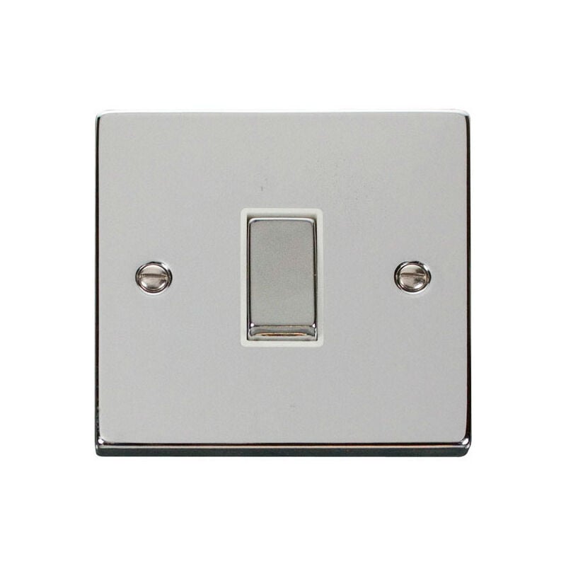 Polished Chrome 10A 1 Gang 2 Way Ingot Light Switch - White Trim - SE Home