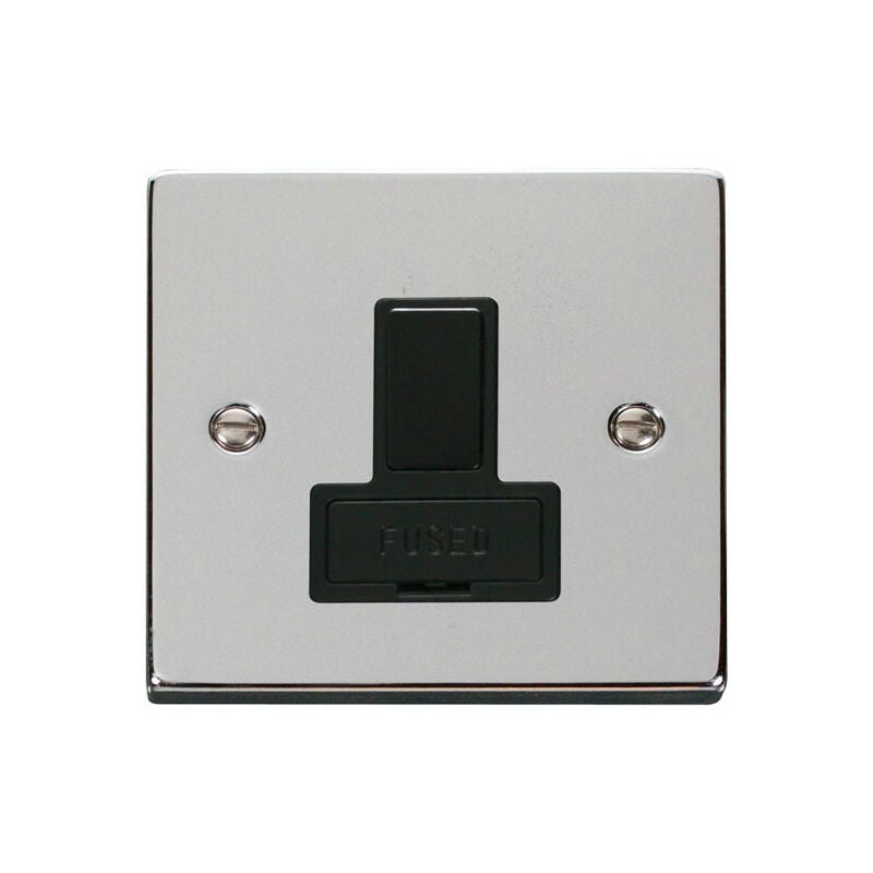 Polished Chrome 13A Fused Connection Unit Switched - Black Trim - SE Home