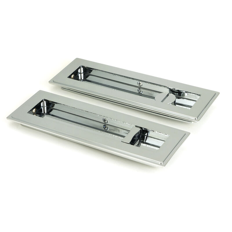 From The Anvil - Polished Chrome 175mm Art Deco Rectangular Pull -Privacy Set