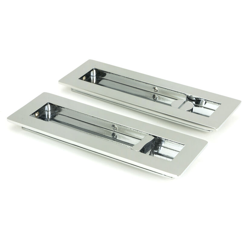 From The Anvil - Polished Chrome 175mm Plain Rectangular Pull - Privacy Set
