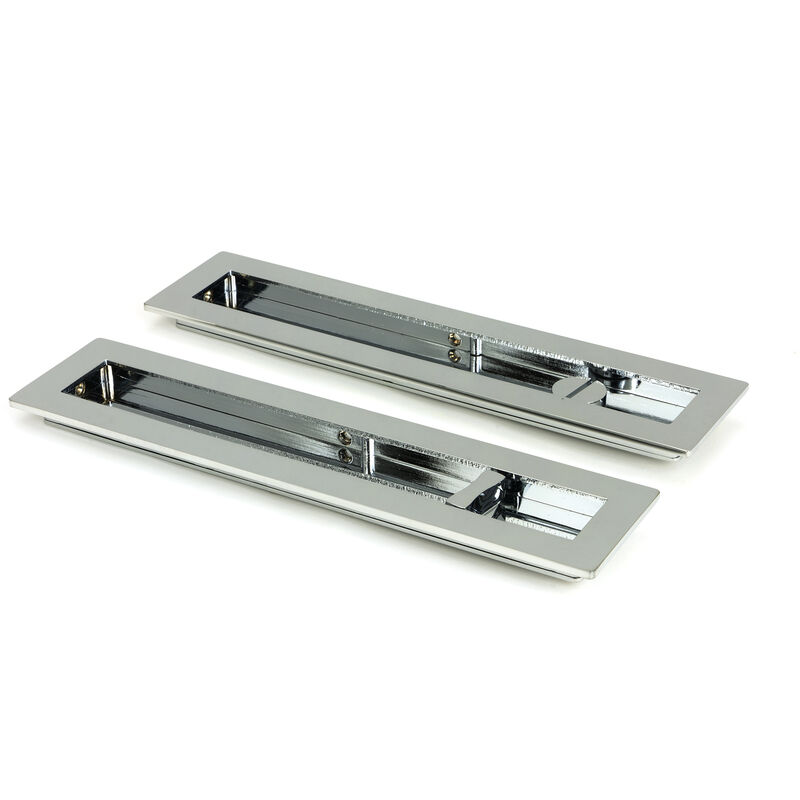 From The Anvil Polished Chrome 250mm Plain Rectangular Pull - Privacy Set