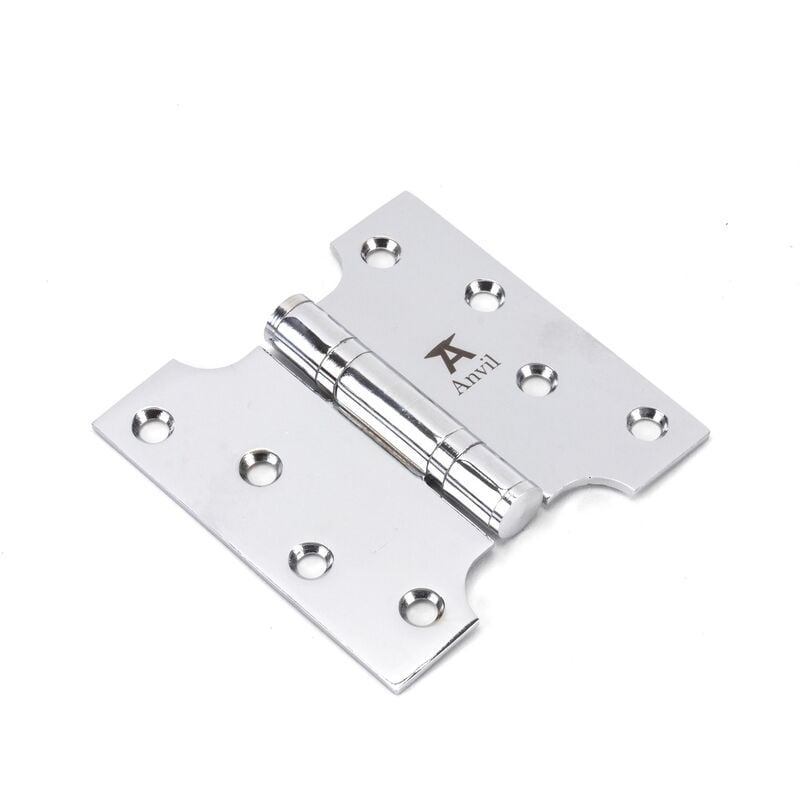 From The Anvil - Polished Chrome 4' x 2' x 4' Parliament Hinge (pair) ss