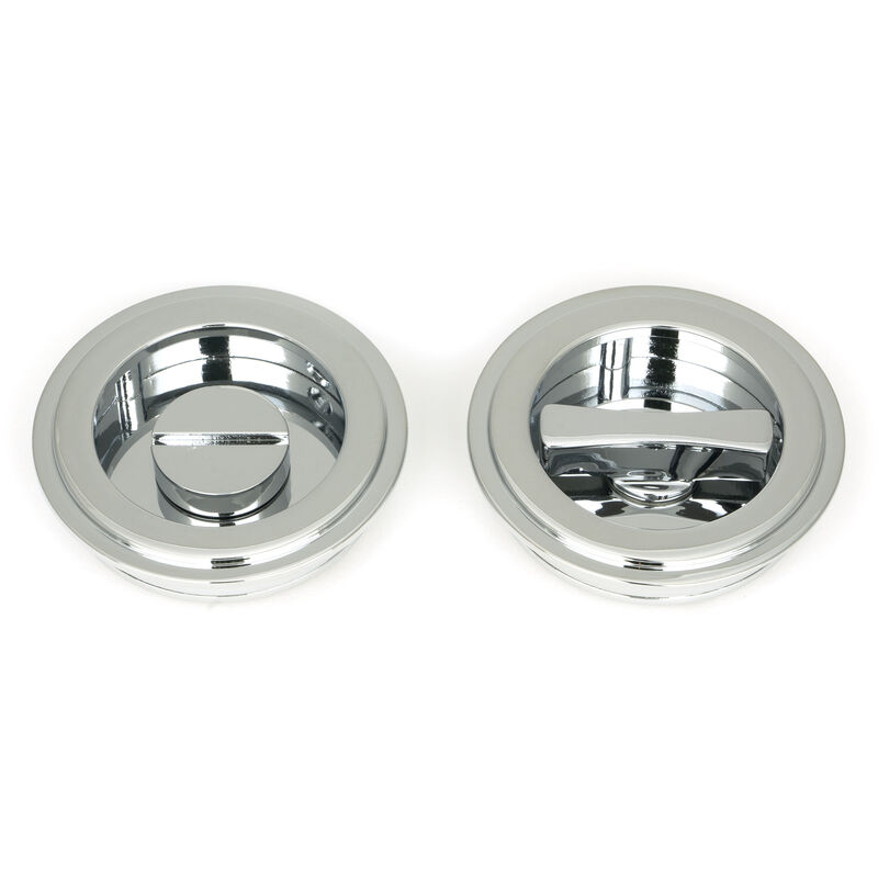 From The Anvil - Polished Chrome 60mm Art Deco Round Pull - Privacy Set
